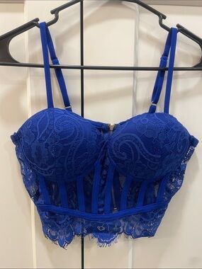 Entry Royal Blue Lace Longline Bralette